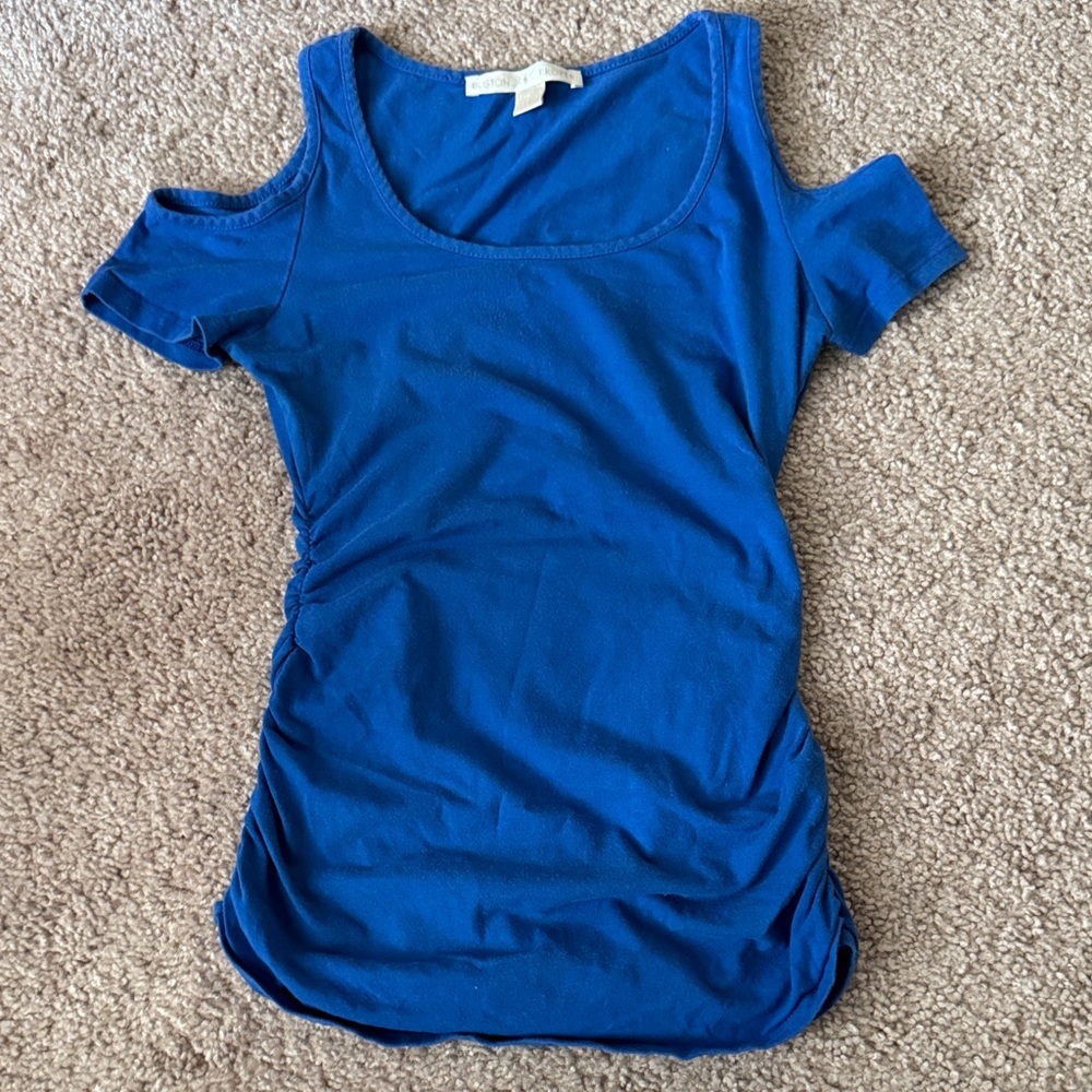 Boston Proper Vibrant Blue Cold Shoulder Top